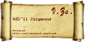 Váli Zsigmond névjegykártya